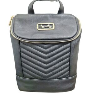 Itzy Ritzy Boss Diaper Bag Mini Black Vegan Leather Chevron Quilted Travel Bag